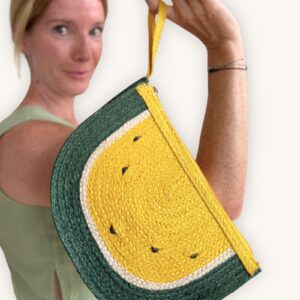 SoRarePieces Sisal Melon Bag yellow