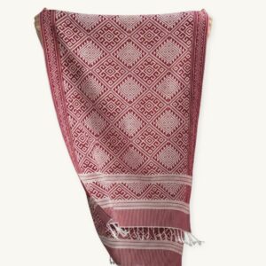 Handmade Cotton Scarf Khit Pattern in red and white