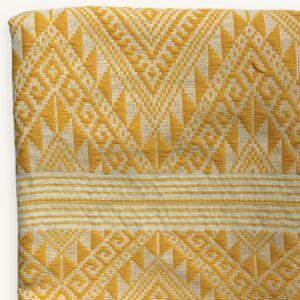 Monochrome Lines Khit Scarf No. III – handwoven Khit cotton scarf, yellow-white, 80 × 200 cm