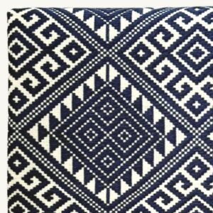 Monochrome Lines Khit Scarf No. V – handwoven Khit cotton scarf, blue-white, 80 × 200 cm