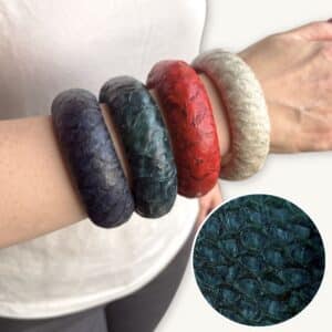 4 Arm Bangles Bracelets in different colors presented on one arm. Green Highlighted. Available at SoRarePieces
