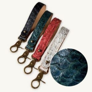Fish Leather Key Loop - chrysocolla, polished finish | Ambani