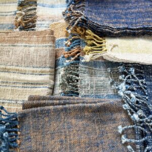 Handspun cotton, hand-woven in Northeastern Thailand by women-led weaving groups. Plant-dyed.