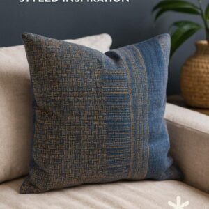 Indigo Pillow on a sofa styled by So Rare Pieces