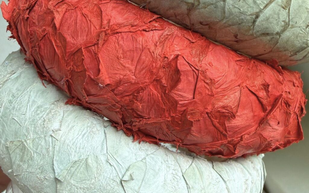 Fish leather reveals a distinctive natural pattern created by the fibre structure of the skin.