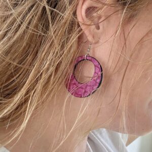 Pink Fish Leather Earring