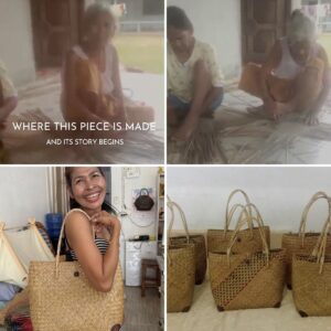 Women weaving Krajood seagrass bags by hand in Koh Samui, Southern Thailand — a mother-daughter duo keeping a traditional craft alive.