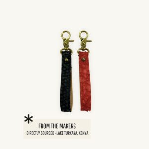 Keyholder in red and black colors made by Ambani Fish Leather presented by SoRarePieces