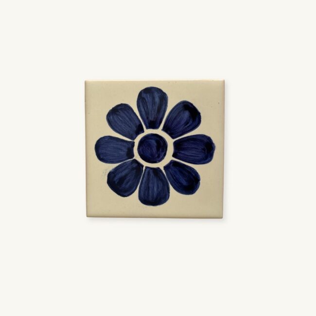 Portuguese Tile Azulejos with handpainted flower - presented by SoRarePieces