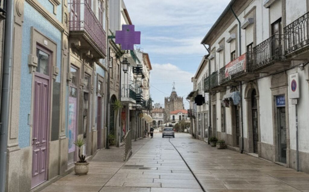 The streets of Caminha, Minho — azulejos as part of everyday life.
