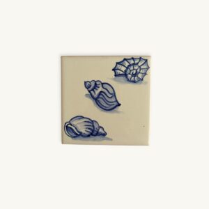 Handpainted ceramic tile with 3 shells - available at SoRarePieces
