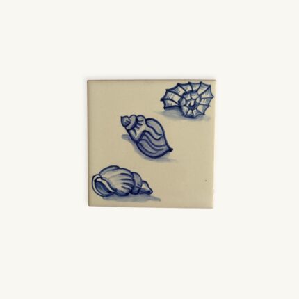 Handpainted ceramic tile with 3 shells - available at SoRarePieces