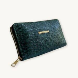 Fish Leather Wallet – Chrysocolla, Black Trim | Ambani