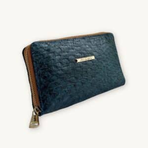 Fish Leather Wallet – Chrysocolla, Copper Trim | Ambani