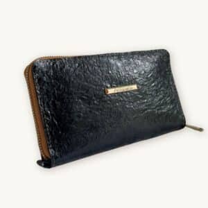 Fish Leather Wallet – Dark Blue, Copper Trim | Ambani