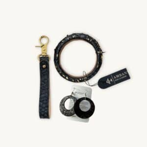 Exotic Leather Jewelry Set Black Gold - presented by SoRarePieces