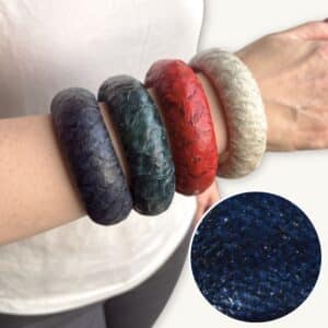 SoRarePieces_Ambani Fish Leather Bangle dark blue